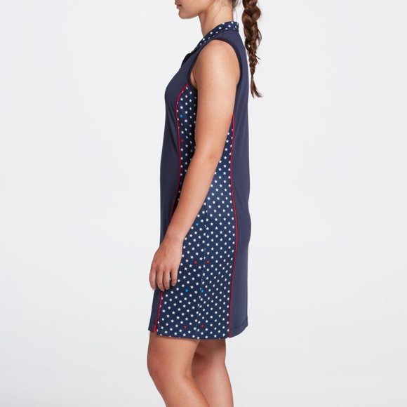 NWT Ladies LADY HAGEN Americana NAVY Sleeveless Golf Tennis Polo Dress - Picture 4 of 4